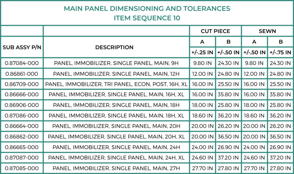 SUP3019BLK dimensions chart