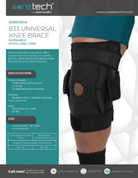 Cover of Product Brochure for SUP3046BLK 833 Universal Knee Brace.
