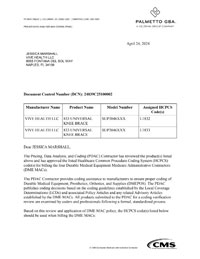 PDAC Letter of HCPCS L1832/L1833 for the Coretech SUP3046BLK 833 Universal Knee Brace.