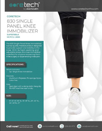 Cover of Product Brochure for SUP3019BLK 830 Single Panel Knee Immobilizer.